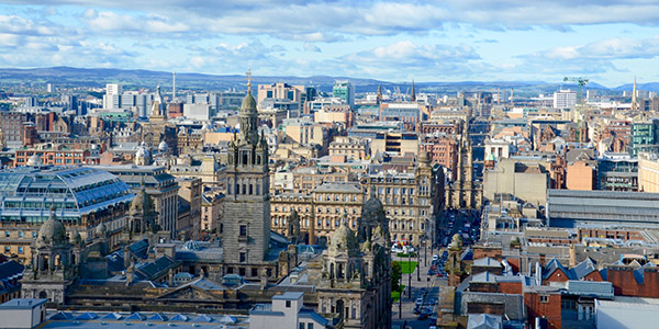 Birdseye view of George Square in the centre of Glasgow Birdseye view of George Square in the centre of Glasgow
